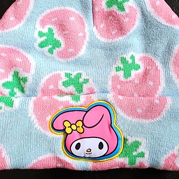 Cute Anime Chibi Bunny & Strawberry Pom Pom Knit Winter Hat - Picture 7 of 12